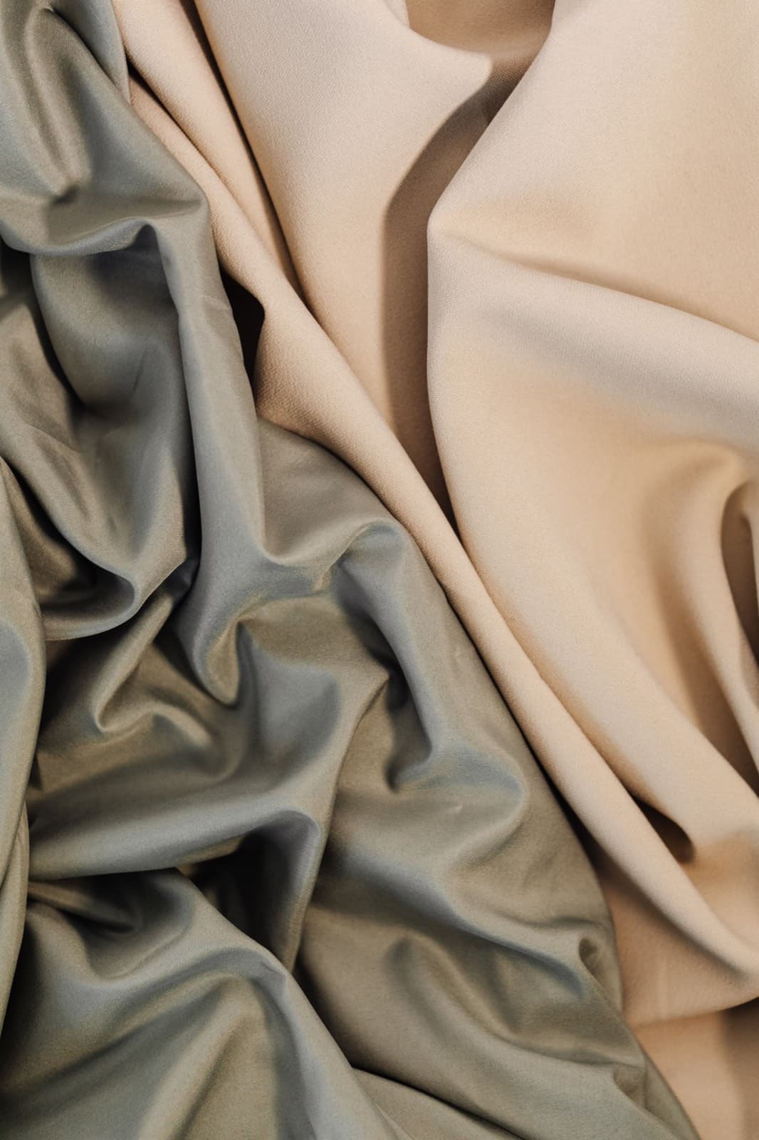 Draped fabric in sage and sand